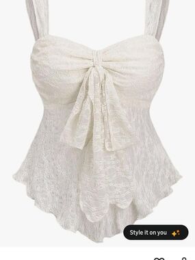 Ivory Lace Bow Front Tank Top